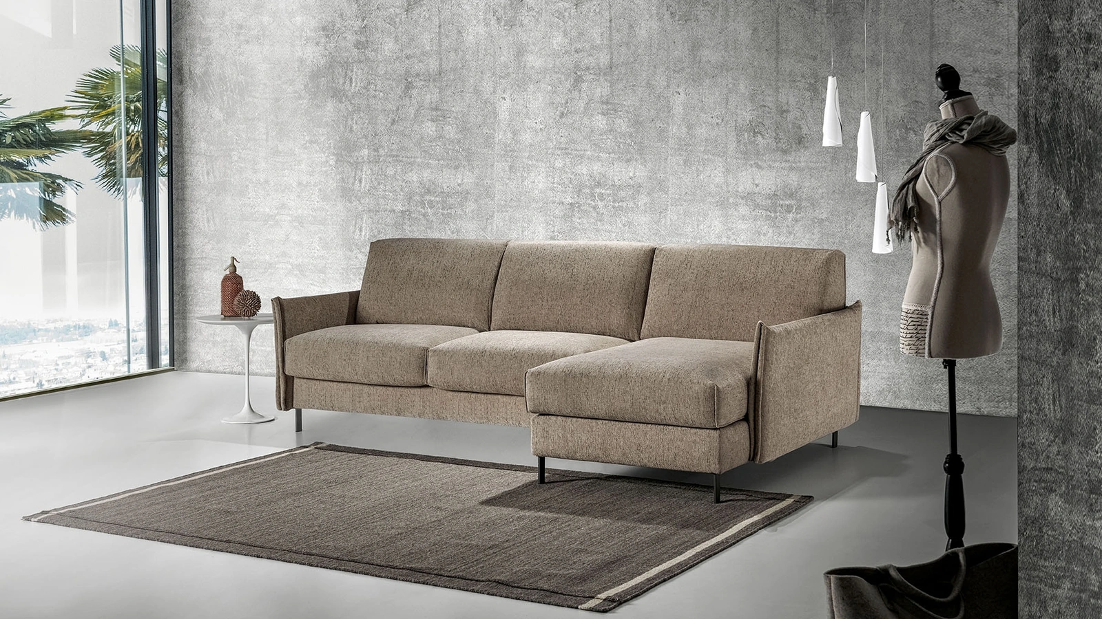 Divano Letto in tessuto con penisola Reed di Excò