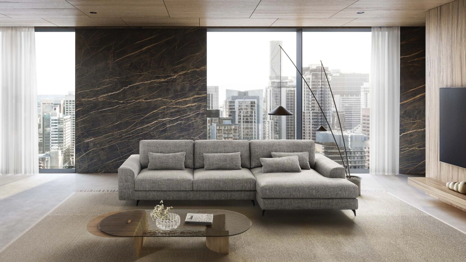 Divano con penisola Scarlet di Rizzetto