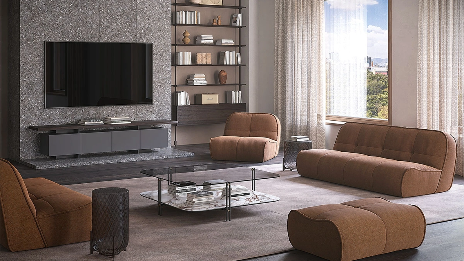 Salotto in tessuto imbottito Spencer di Cattelan Italia