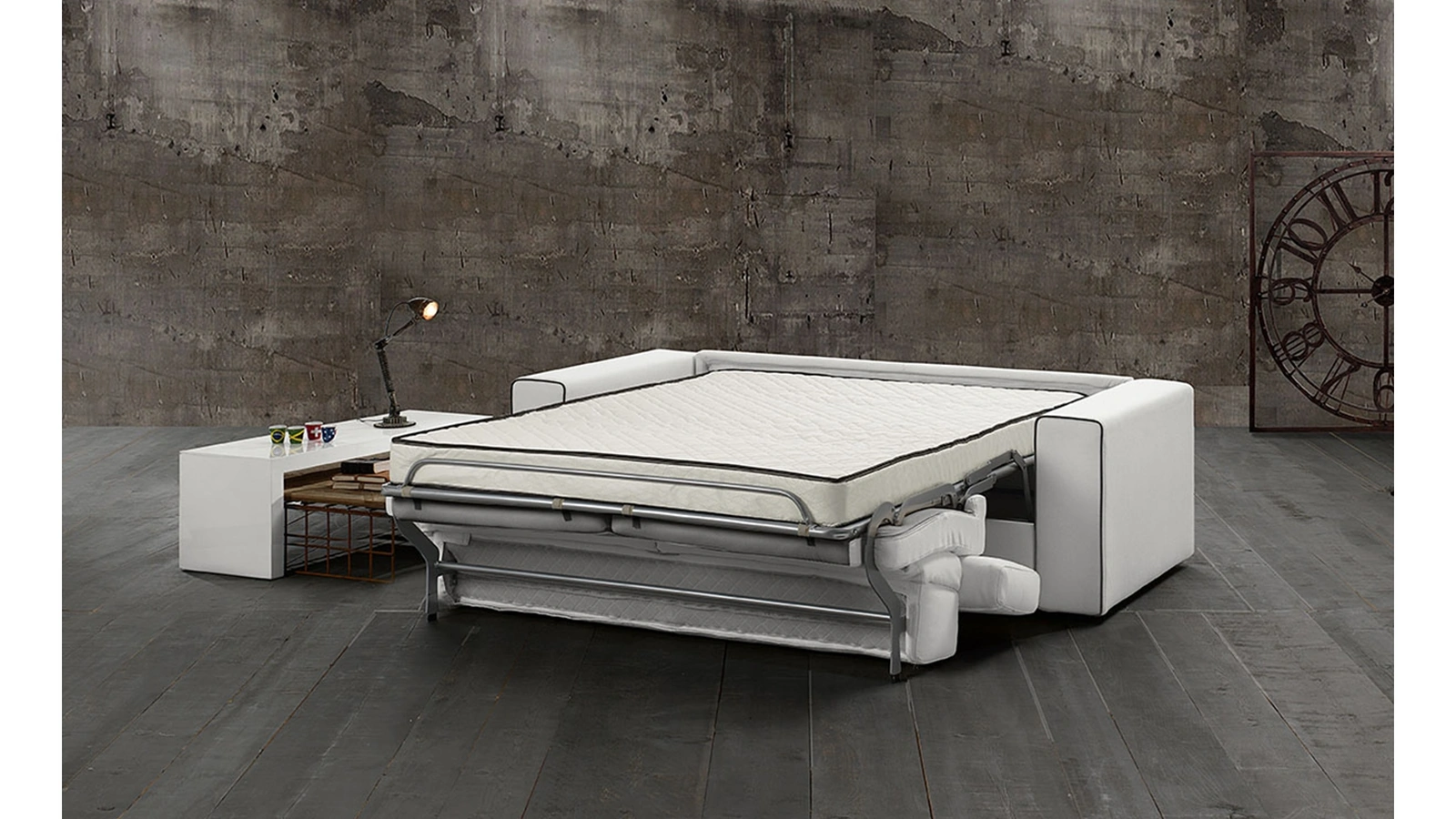 Divano Letto a due posti in tessuto chiaro Strauss di Excò