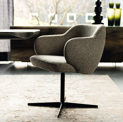 Sedia girevole in tessuto con base a 4 razze in acciaio Bombè X di Cattelan Italia