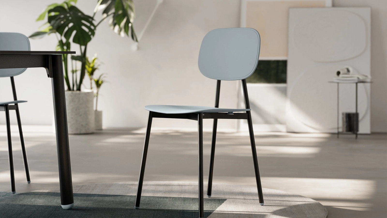 Sedia Omega con struttura in metallo verniciato e seduta in polipropilene rinforzato con fibra di vetro di Arredo3