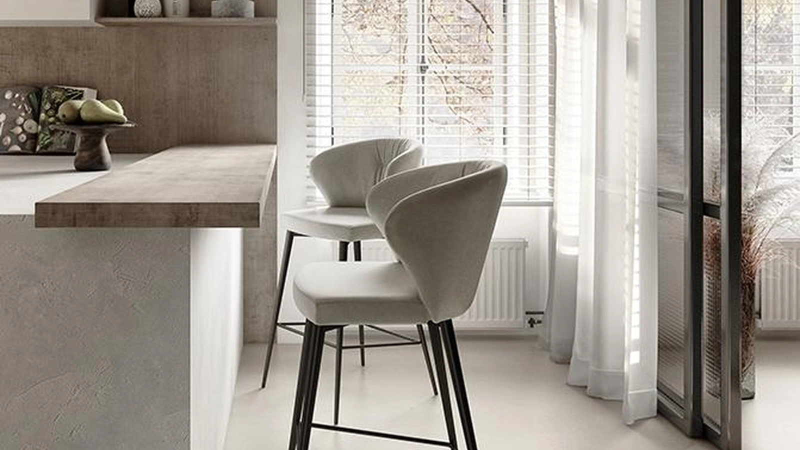 Sgabello in tessuto Minerva di Pezzani