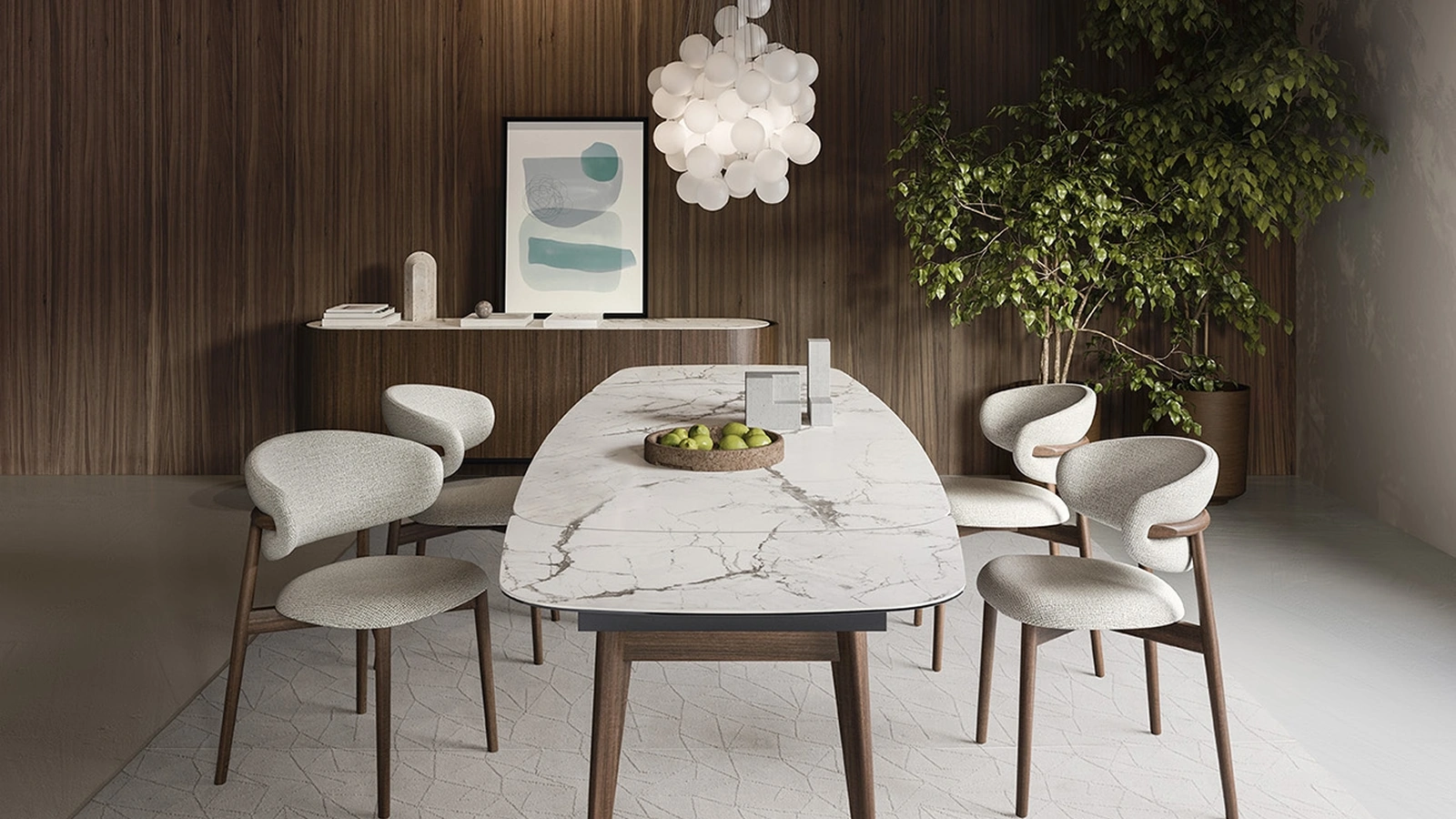 Tavolo allungabile in ceramica con struttura in legno Abrey di Calligaris