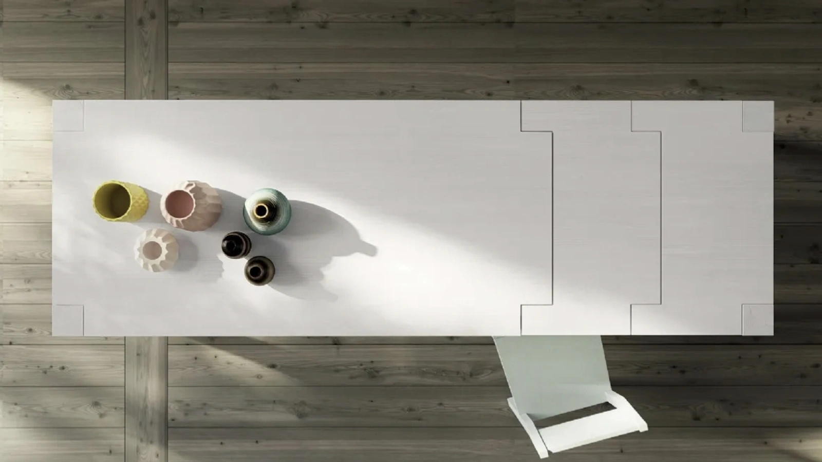 Tavolo allungabile Art 1432 Acrisio in legno laccato bianco di Fratelli Mirandola