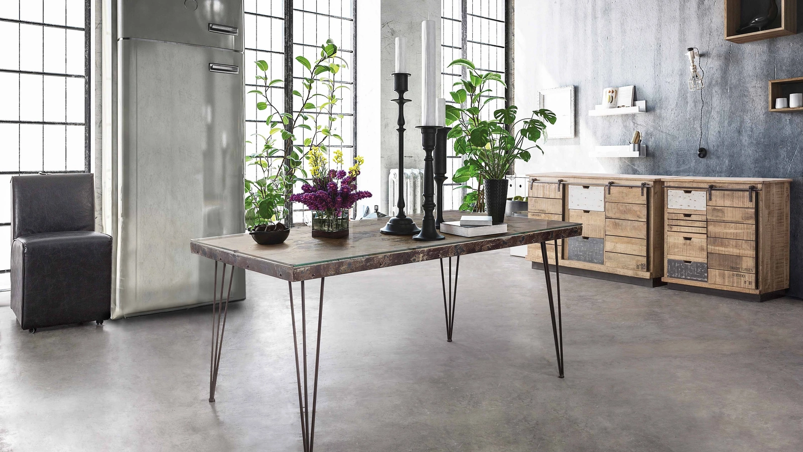 Tavolo Atlantide in vetro con decorazione in cemento di Bizzotto