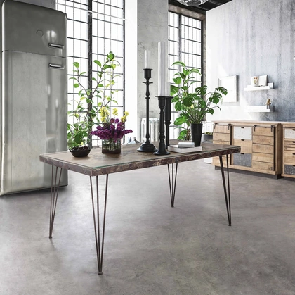 Tavolo Atlantide in vetro con decorazione in cemento di Bizzotto