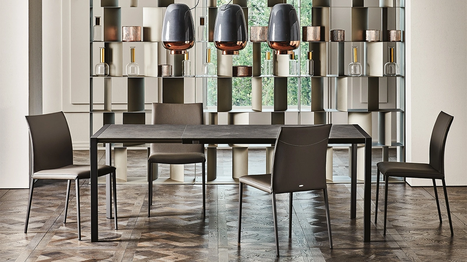 Tavolo allungabile con struttura in acciaio e piano in laminato Pedro Drive di Cattelan Italia