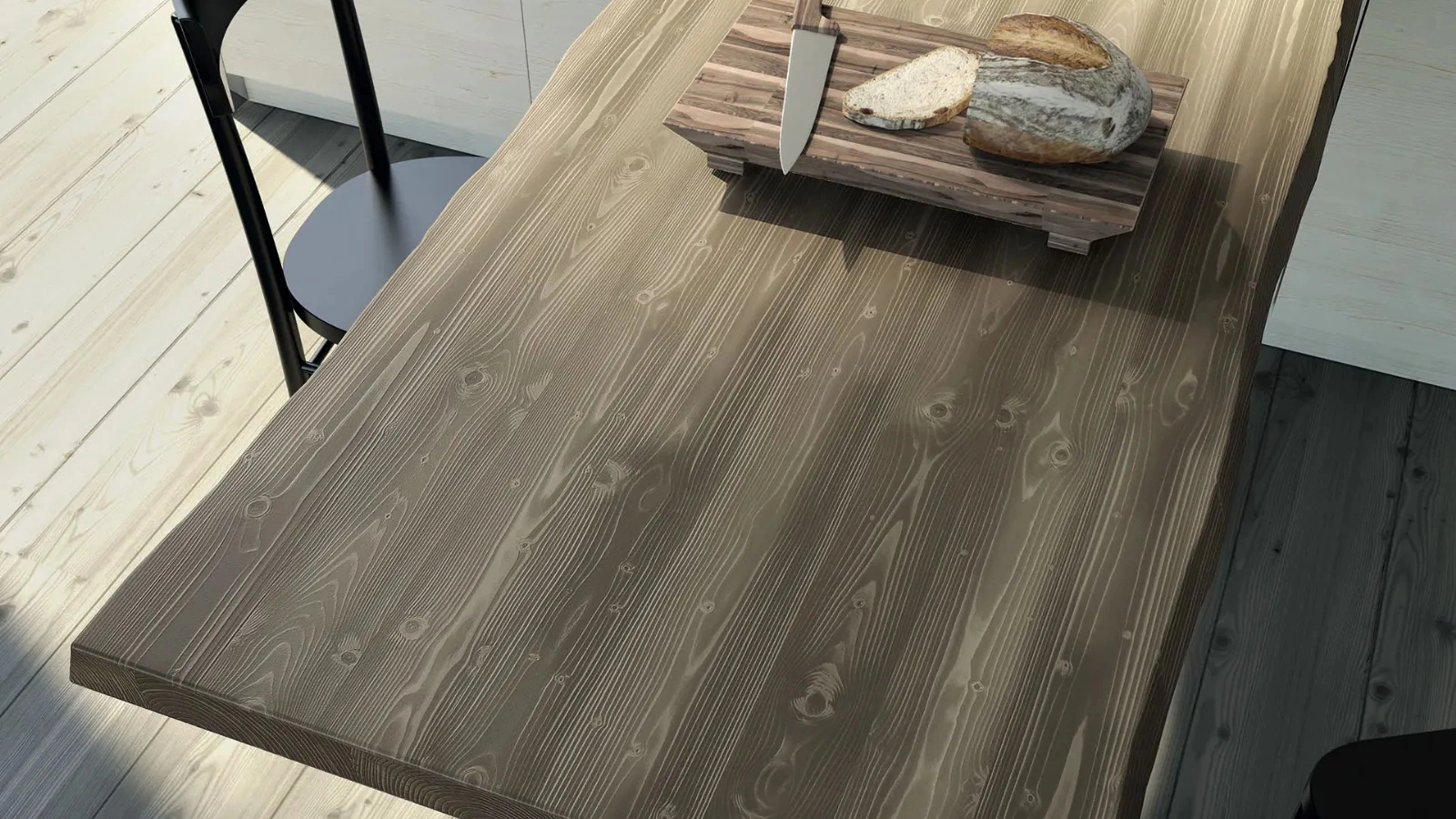 Tavolo per penisole in legno con bordo irregolare Art 824 di Fratelli Mirandola