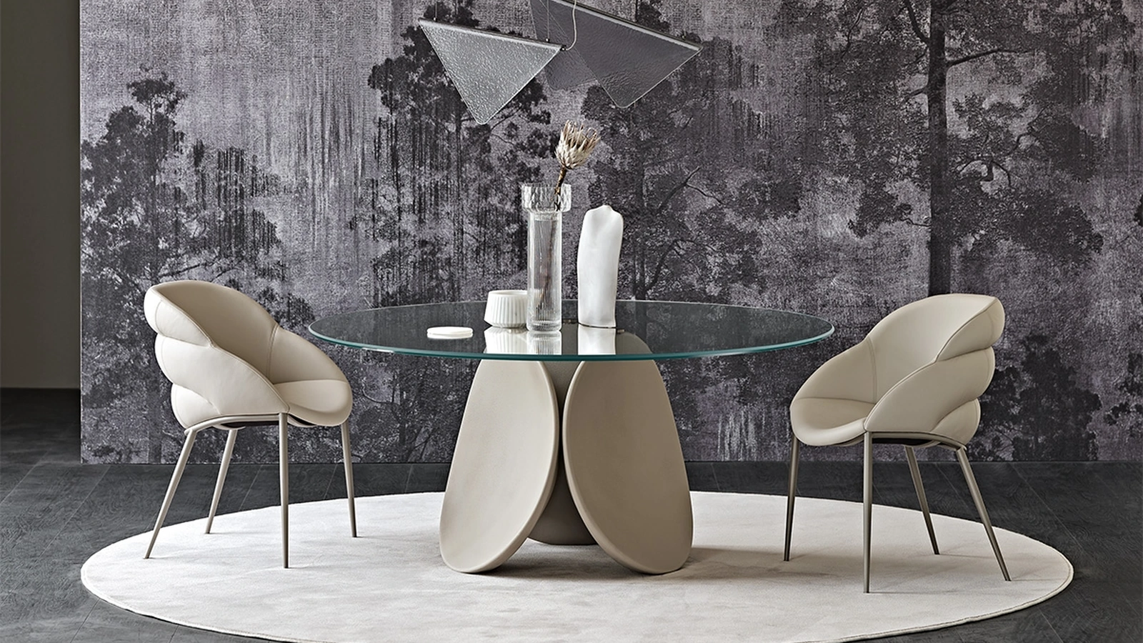 Tavolo scultura rotondo in vetro trasparente Maxim di Cattelan Italia