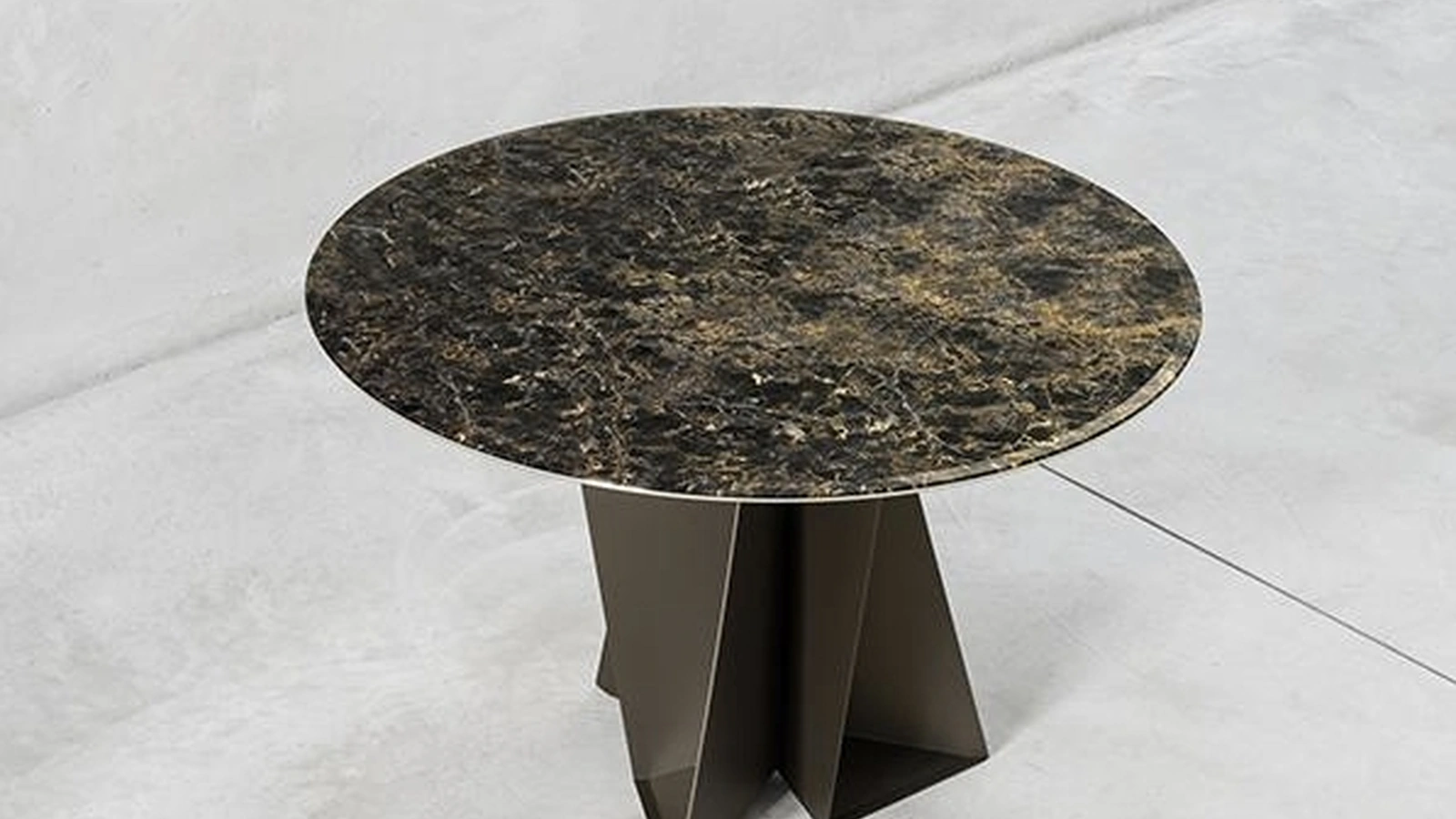 Tavolo rotondo Monolith in vetro con decoro marmo di Pezzani