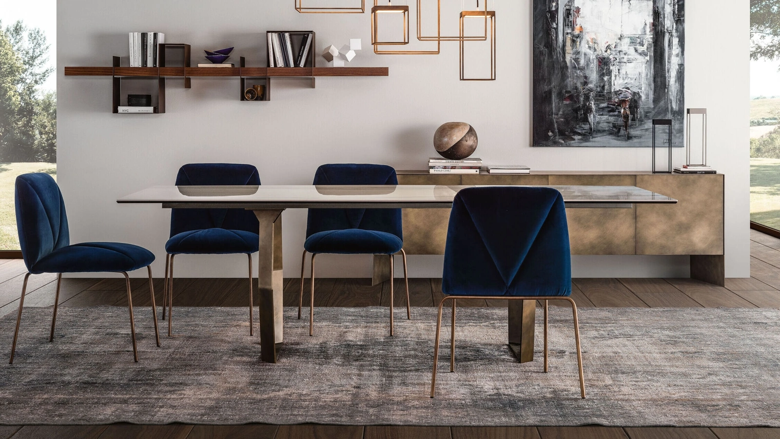 Tavolo Mexa con top in ceramica e base in metallo di Ronda Design