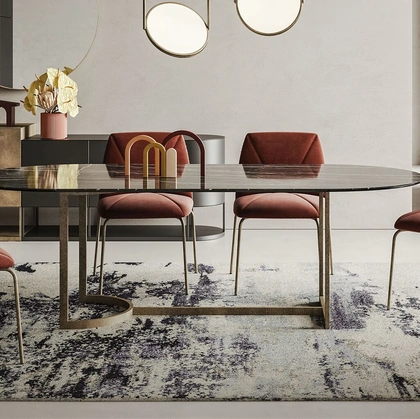 Tavolo ovale Slice con top in ceramica e base in metallo di Ronda Design