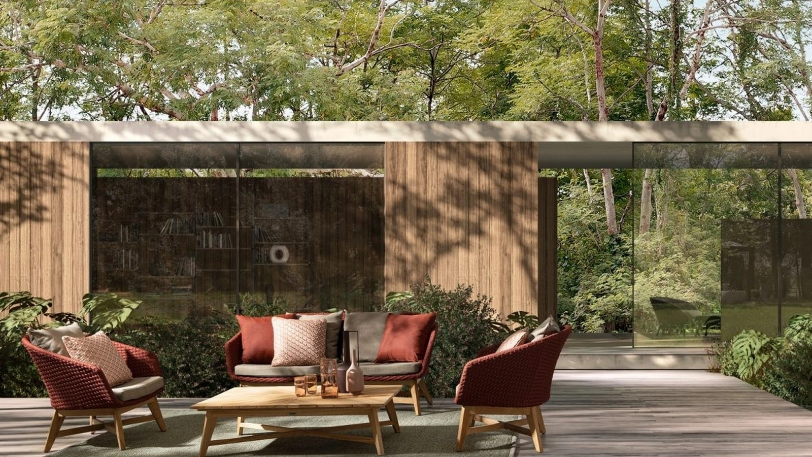 Arredo da esterno in tessuto e legno Coachella di Bizzotto