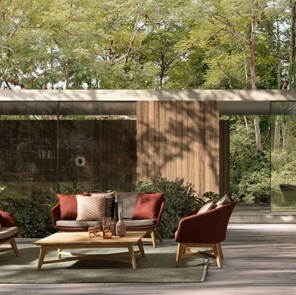 Arredo da esterno in tessuto e legno Coachella di Bizzotto