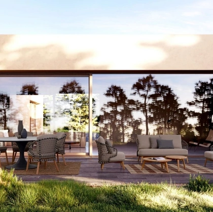 Arredo da esterno Eularia in tessuto e legno di teak di Bizzotto