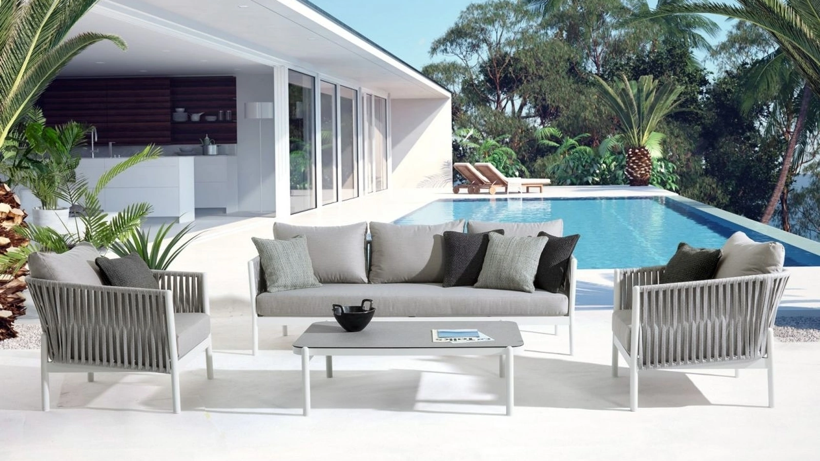 Arredo da esterno Florencia in corda, alluminio e tessuto di Bizzotto