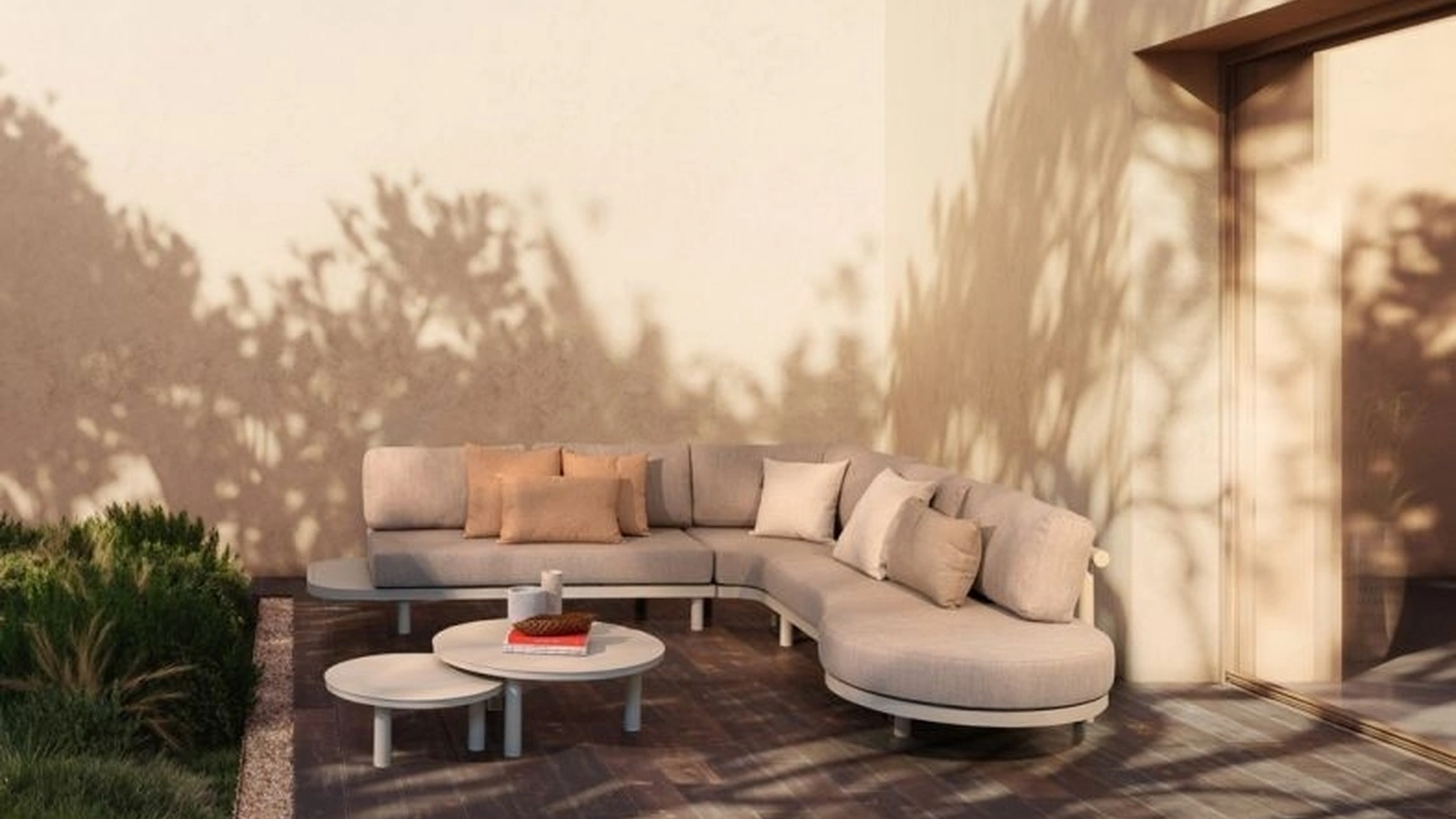 Divano angolare Hercules in alluminio e tessuto di Bizzotto