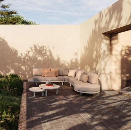 Divano angolare Hercules in alluminio e tessuto di Bizzotto