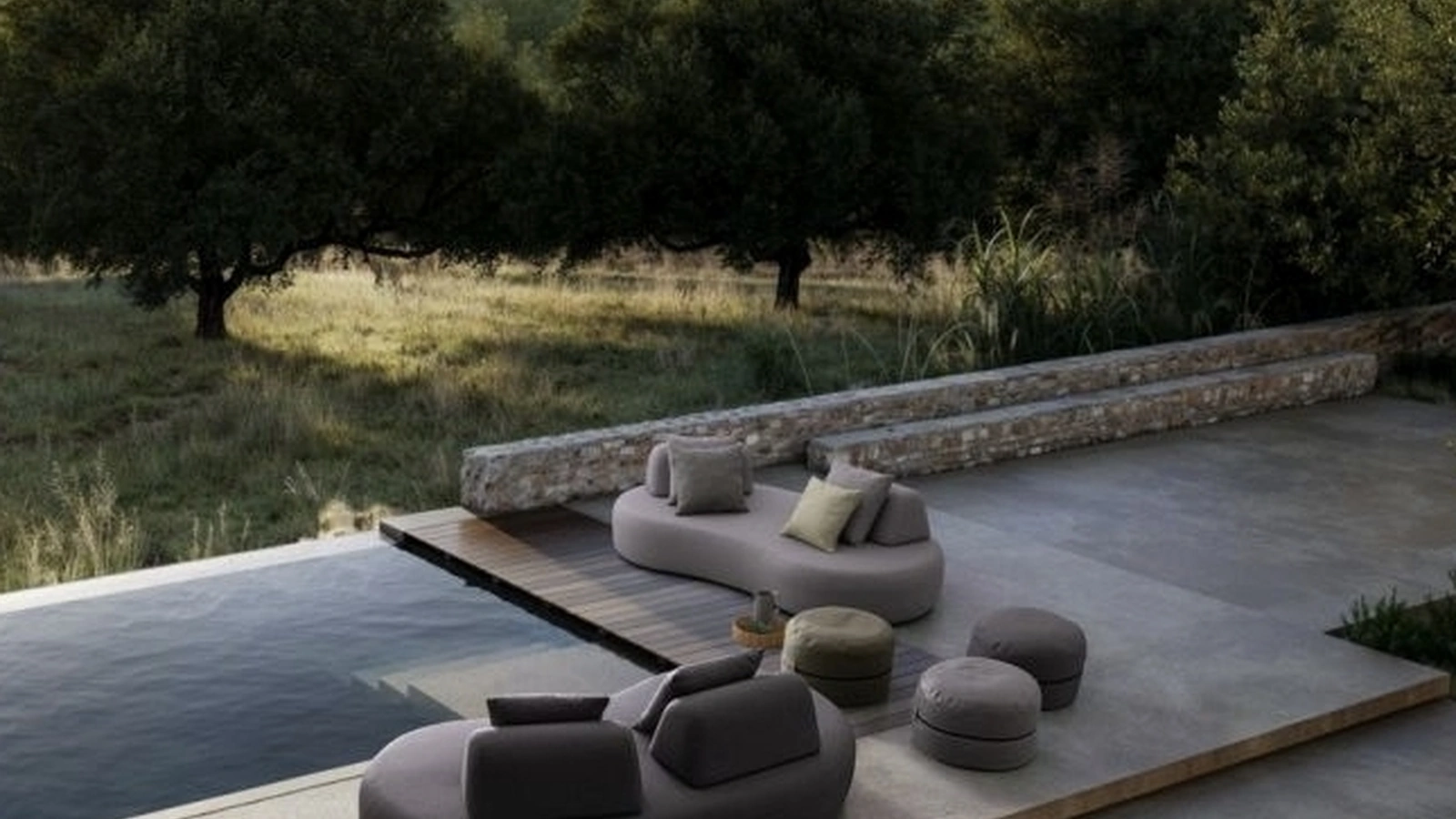 Pouf Gulizar in tessuto di Bizzotto