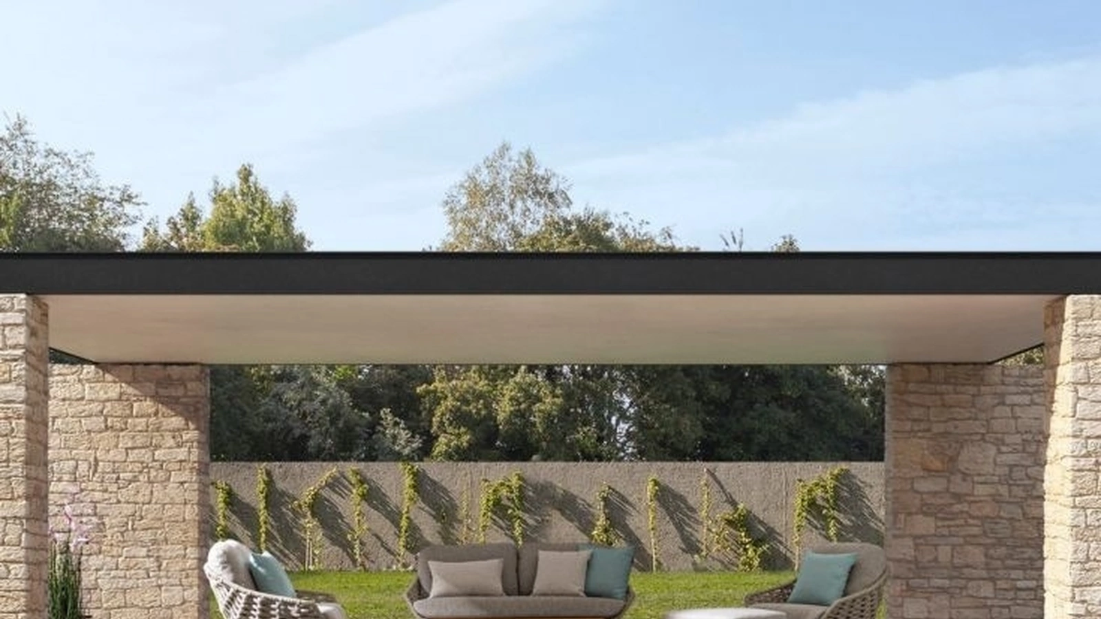 Arredo da esterno Tamires in tessuto imbottito e teak di Bizzotto