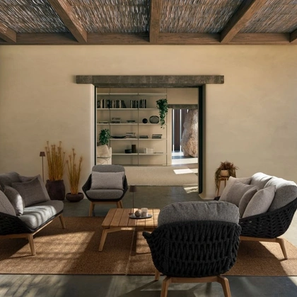 Arredo da esterno Tamires in tessuto imbottito e teak di Bizzotto