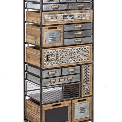Cassettiera Ufficio Officina con 19 cassetti in metallo e legno di Bizzotto
