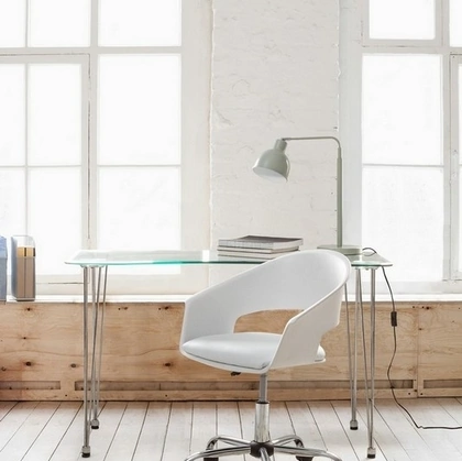 Scrivania operativa in vetro e acciaio Rondò di Bizzotto