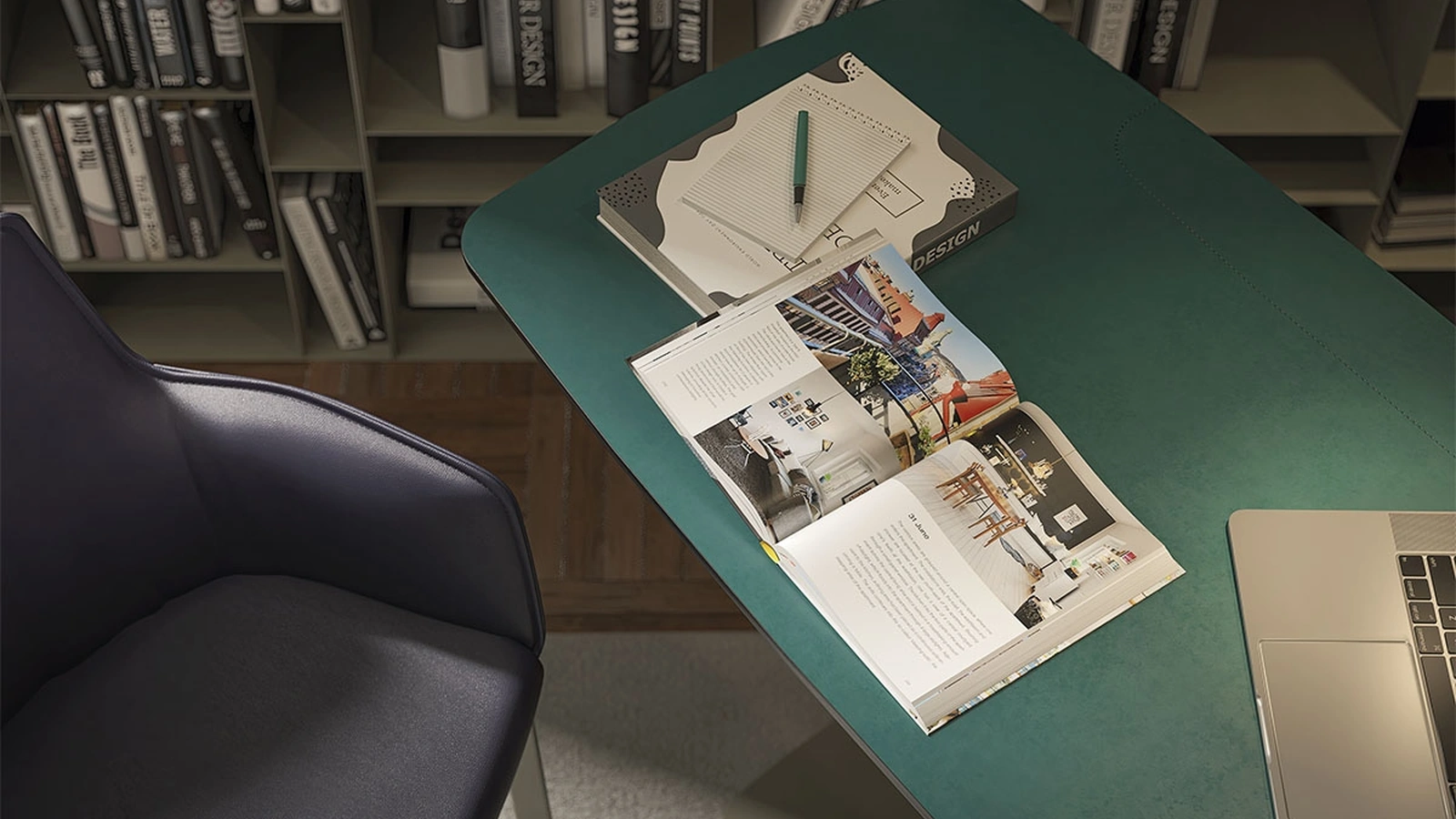 Scrivania Operativa in pelle e metallo Runner Leather di Cattelan Italia