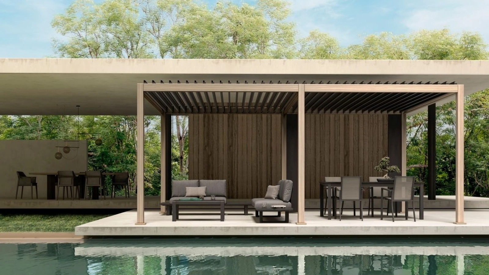 Pergola Ocean Natural Antracite a isola di Bizzotto